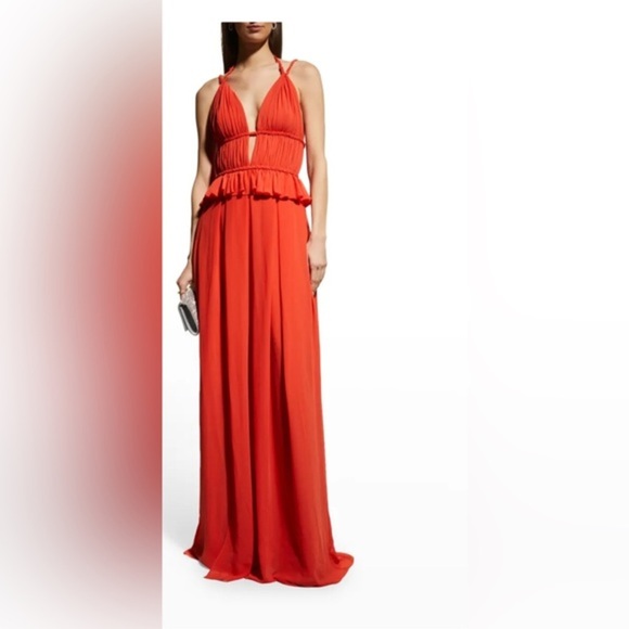 Dress the Population‎ Athena Orange poppy Fit and Flare Maxi Dress size medium - Picture 6 of 8